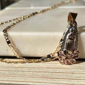 Tricolor Gold Our Lady Of Guadalupe Necklace